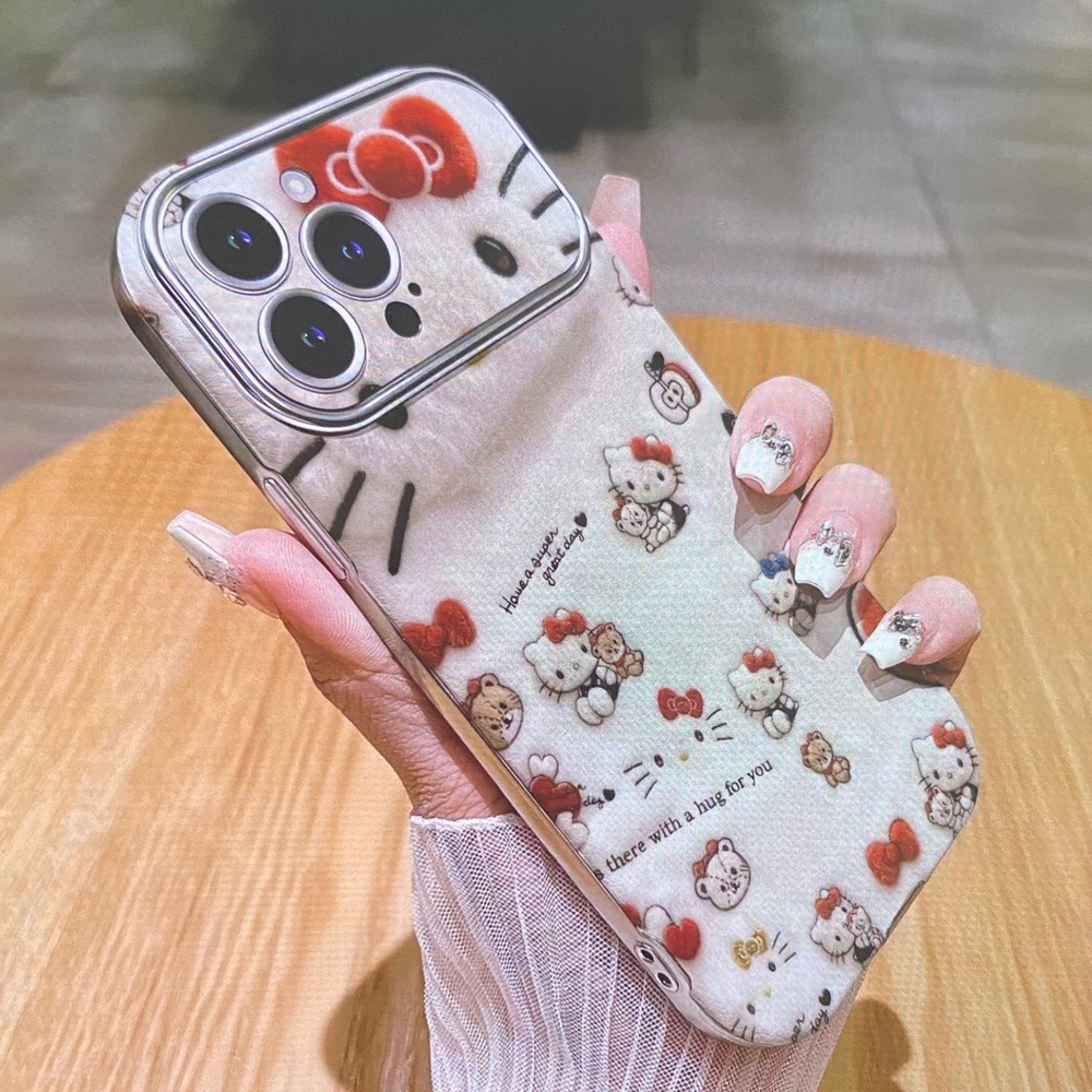 Cute White Hello Kitty Pattern Phone Case for iPhone